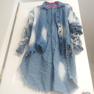 Hi Low Distressed Denim Dress